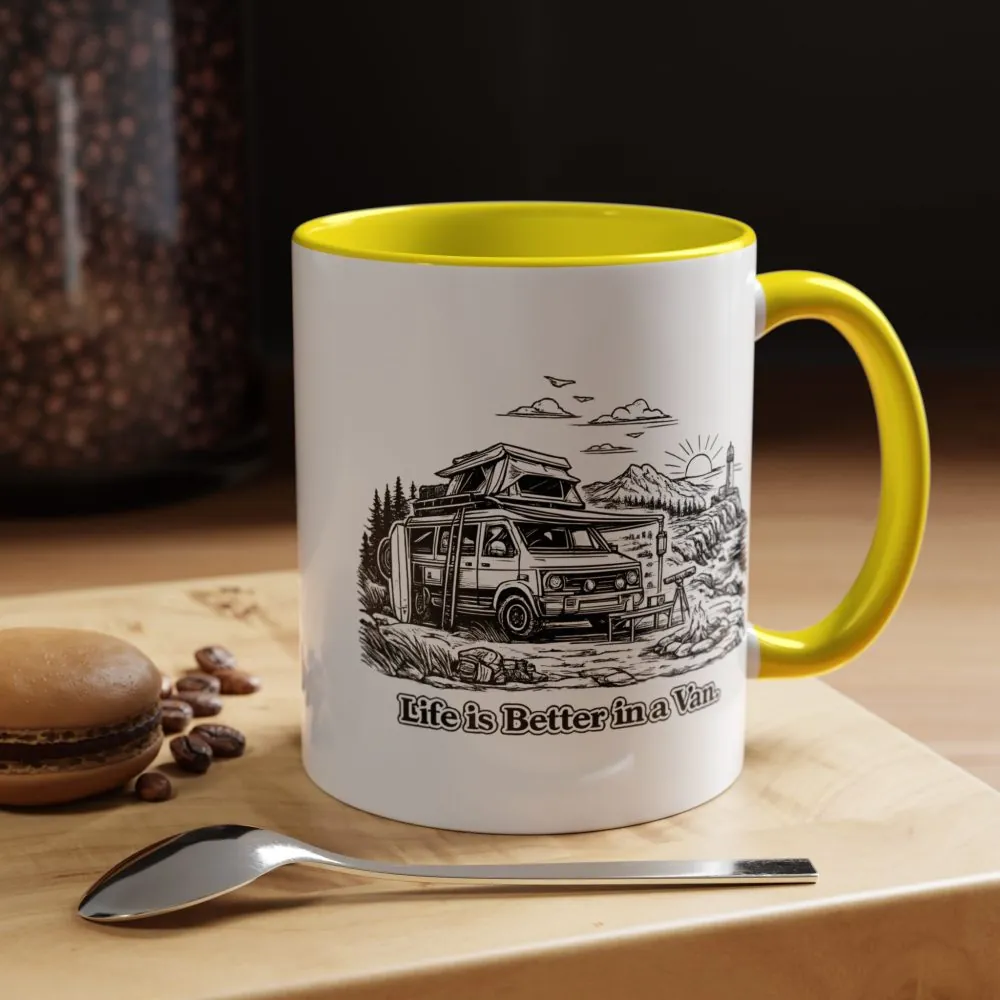Accent Coffee Mug (11, 15oz) — "Life Is Better In A Van" Design Minimal-Line