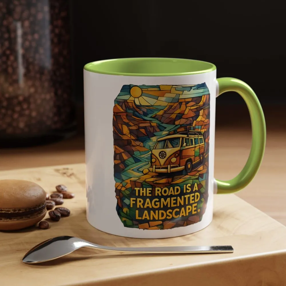 13972065133264762938_2048.jpeg Accent Coffee Mug (11, 15oz) — "The Road Is A Fragmented Landscape" Design Cubic-Line