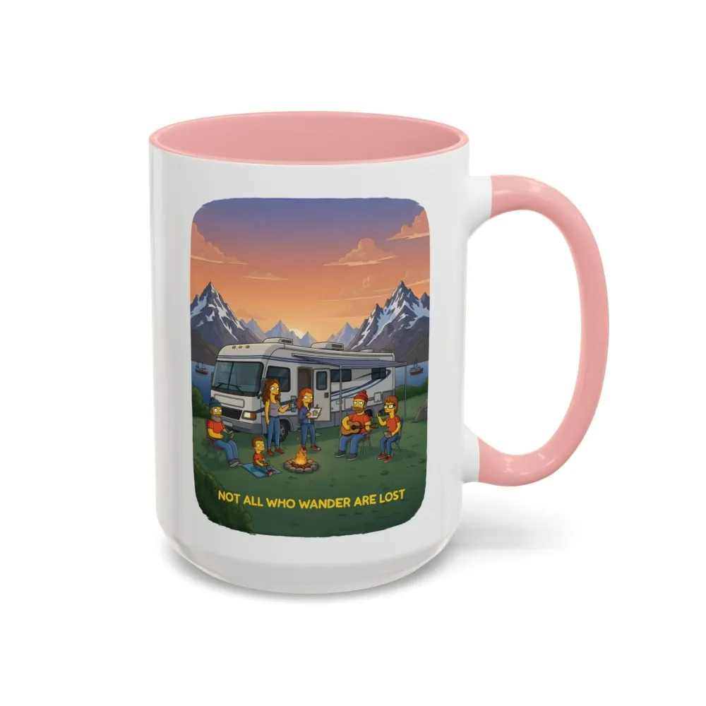 Accent Coffee Mug (11, 15oz) — "Not All Who Wander Are Lost" Design Sitcom-Line