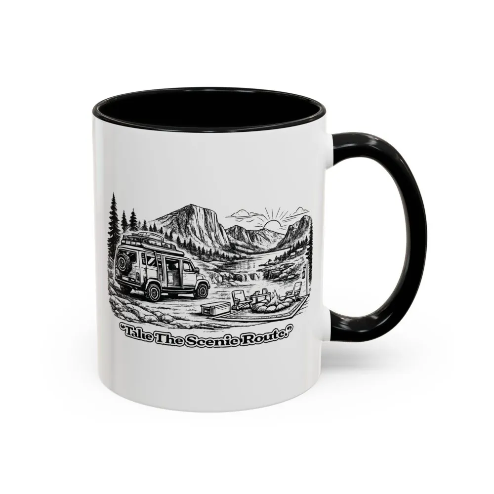 13990081483487695915_2048.jpeg Accent Coffee Mug (11, 15oz) — "Take The Scenic Route" Design Minimal-Line