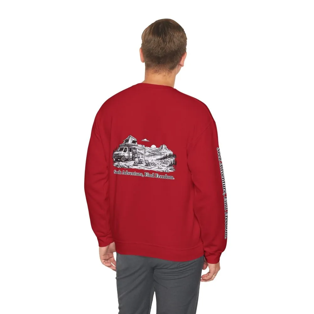 13992461311621016069_2048.jpeg Unisex Heavy Blend™ Crewneck Sweatshirt — "Seek Adventure, Find Freedom" Design Minimal-Line