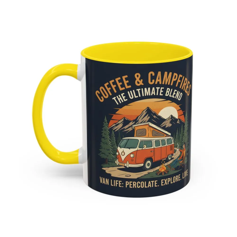 Accent Coffee Mug (11, 15oz) — "Coffee and campfires"