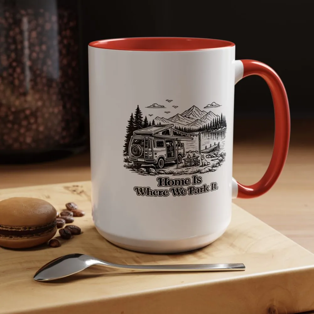 14008004432961050728_2048.jpeg Accent Coffee Mug (11, 15oz) — "Home Is Where You Park It" Design Minimal-Line