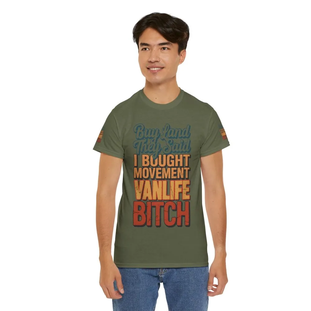 Unisex Heavy Cotton Tee — "Buy Land They Said" Design F**K-Line