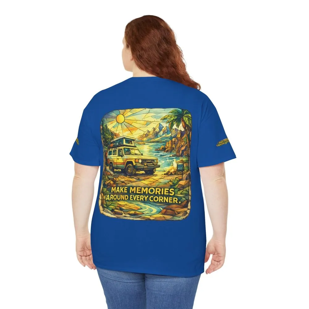14018979096402760245_2048.jpeg Unisex Heavy Cotton Tee — "Make Memories Around Every Corner" Design Cubic-Line