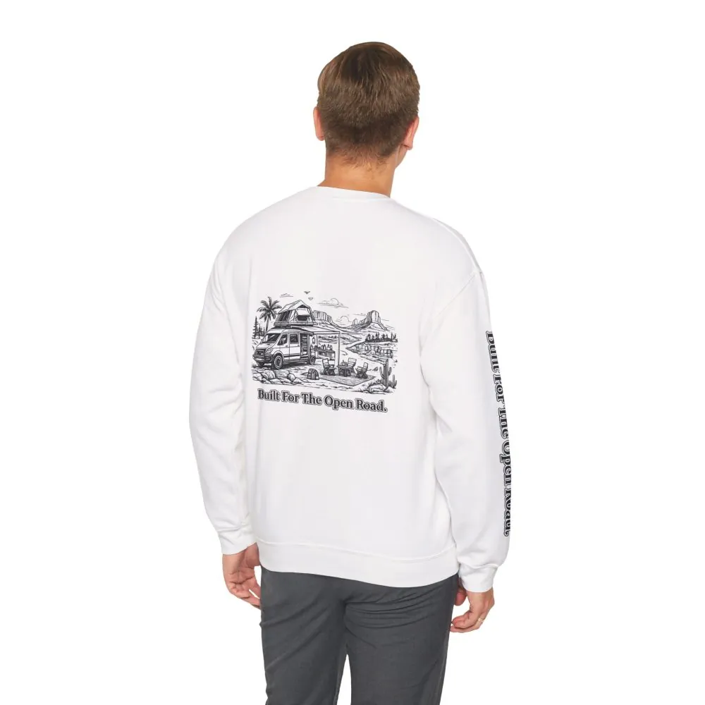 1402046818606999300_2048.jpeg Unisex Heavy Blend™ Crewneck Sweatshirt — "Built For The Open Road" Design Minimal-Line