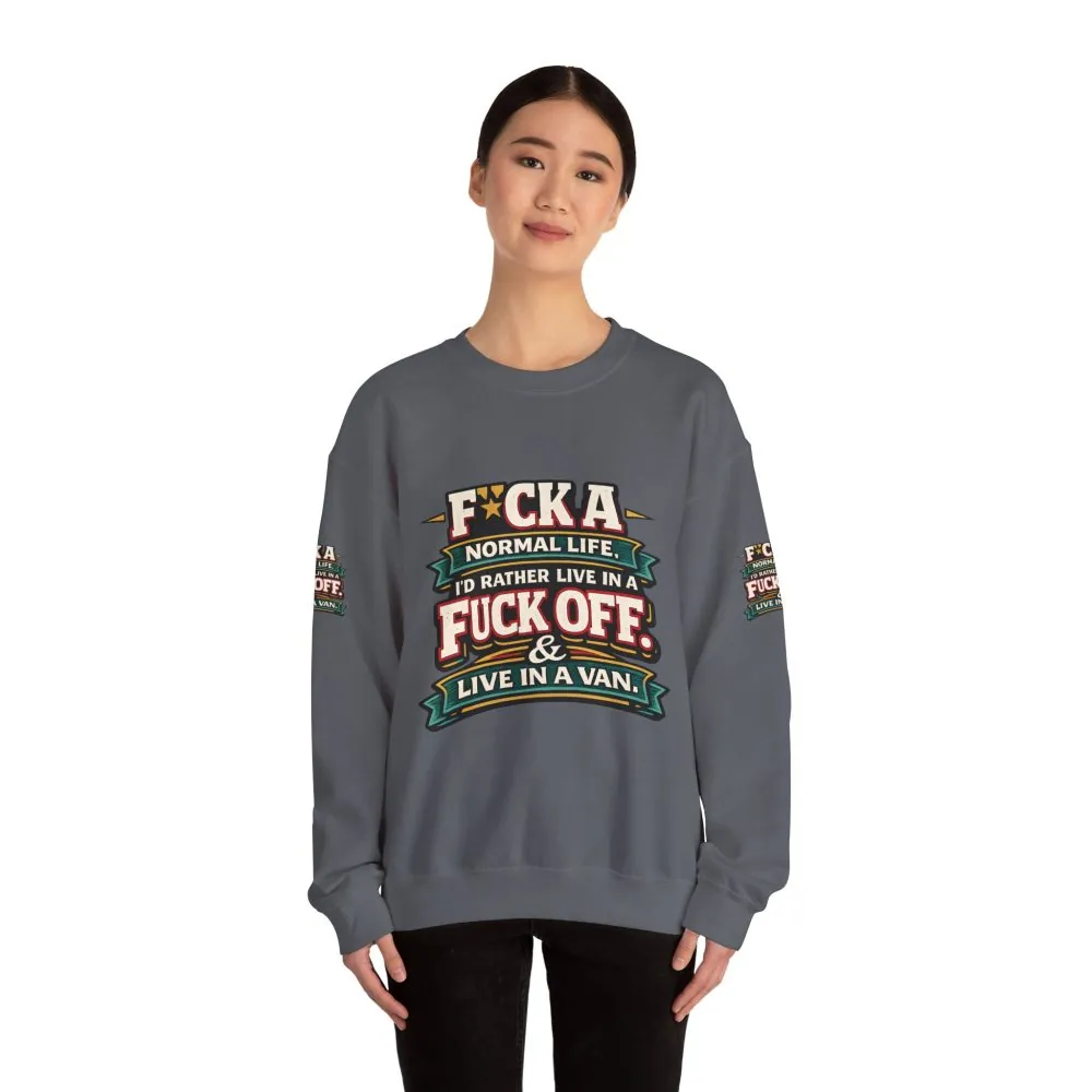 1403377347906316372_2048.jpeg Unisex Heavy Blend™ Crewneck Sweatshirt — "Fuck A Normal Life" Design F**K-Line