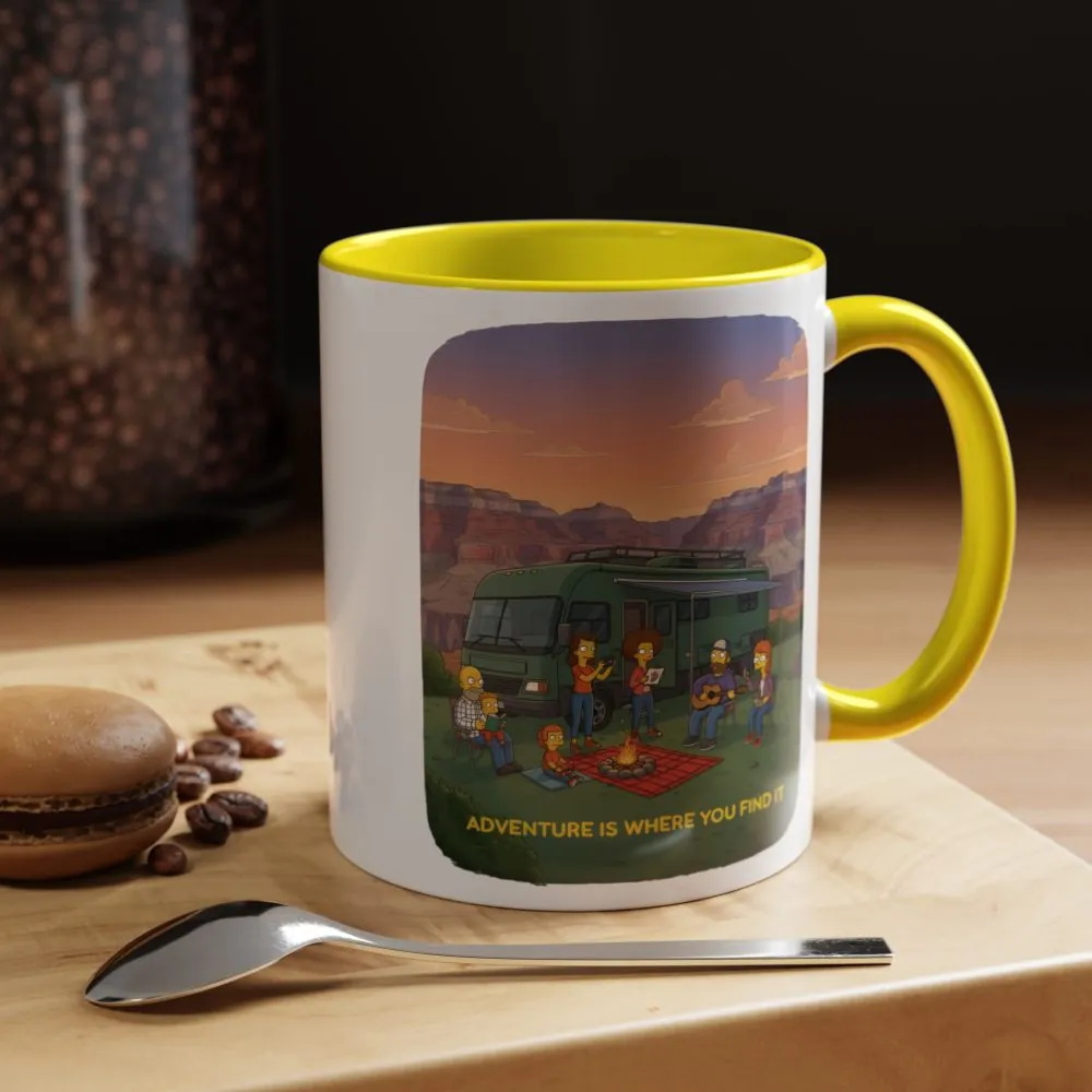 Accent Coffee Mug (11, 15oz) — "Adventure Is Where You Find It" Design Sitcom-Line
