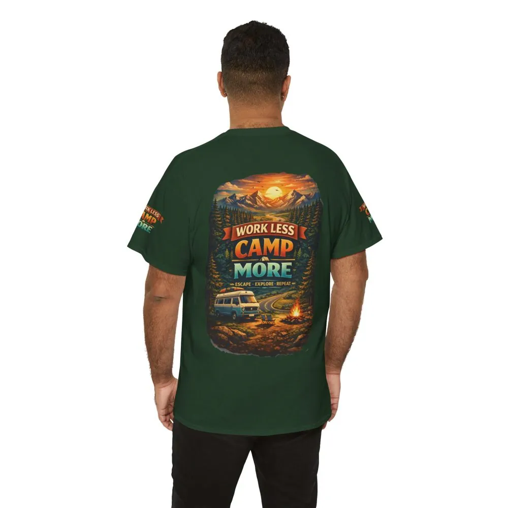 14056508118351916869_2048.jpeg Unisex Heavy Cotton Tee — "Work Less-Camp More" Design Scenic-Line