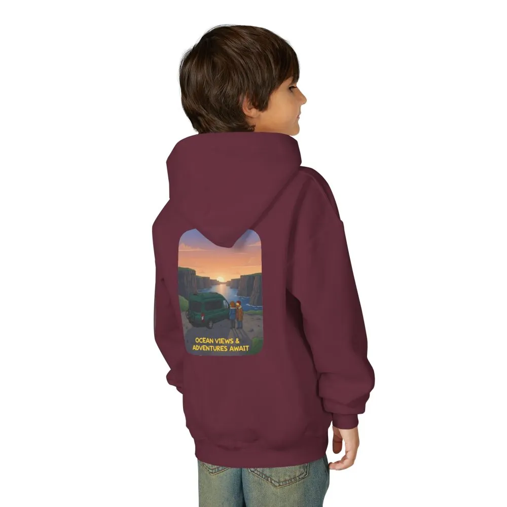 14062969320942512165_2048.jpeg Youth Hoodie(Gildan) – "Ocean Views-Adventures Awaits" (Design Sitcom-Line)