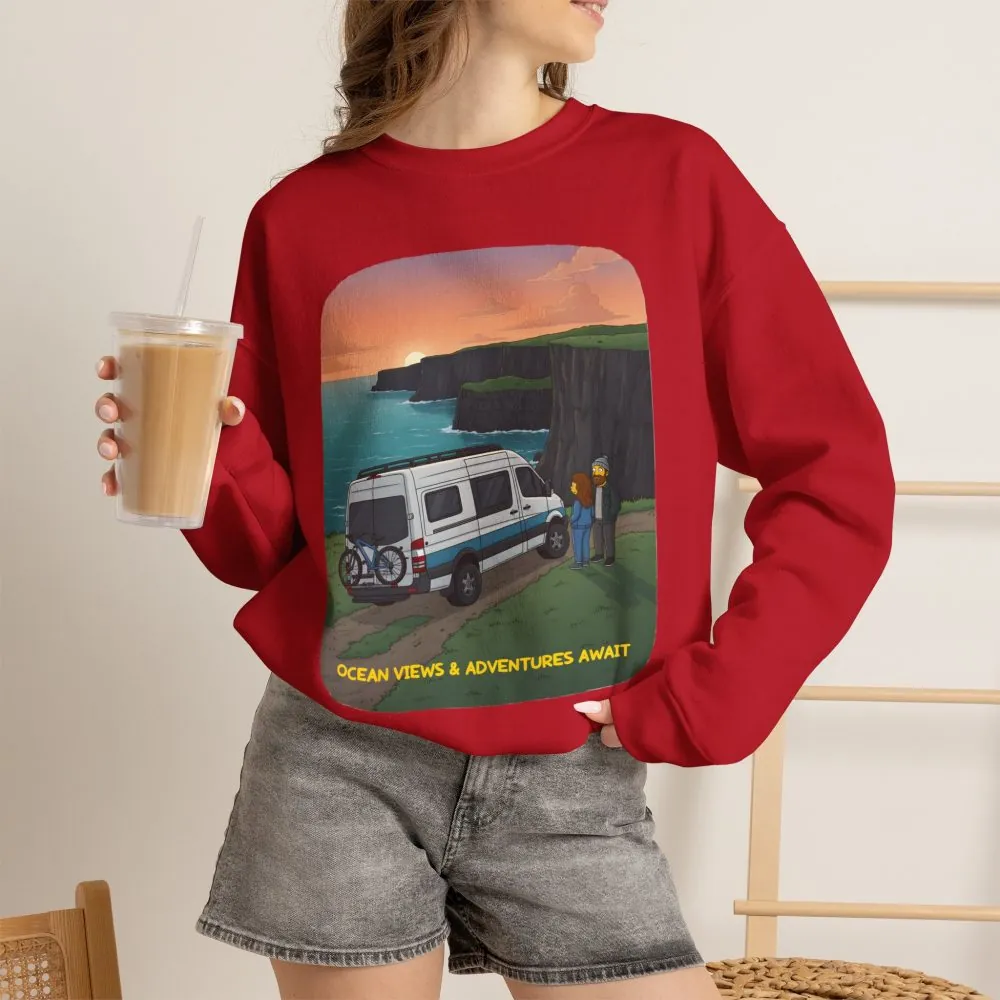 14065800796003727859_2048.jpeg Unisex Heavy Blend™ Crewneck Sweatshirt — "Ocean Views-Adventures Awaits" Design Sitcom-Line
