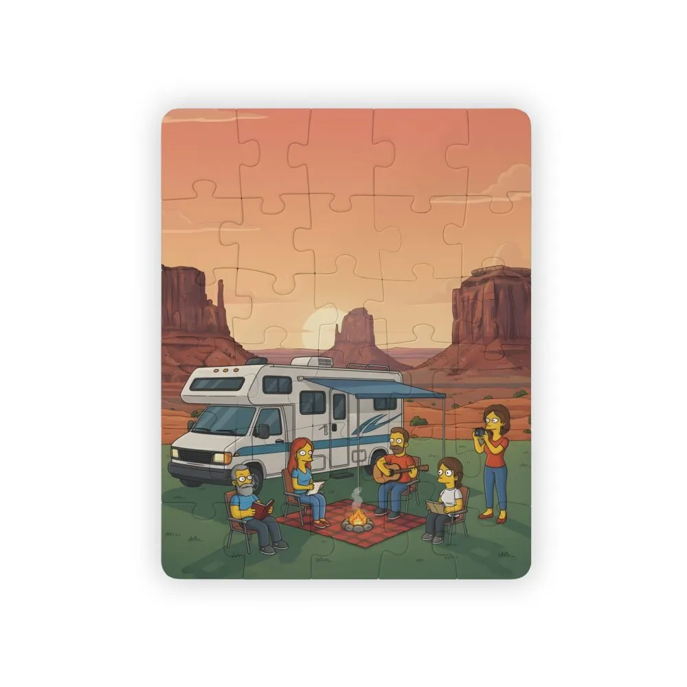 Kids' 30‑Piece Camping Puzzle — Family RV Camping Sunset Scene
