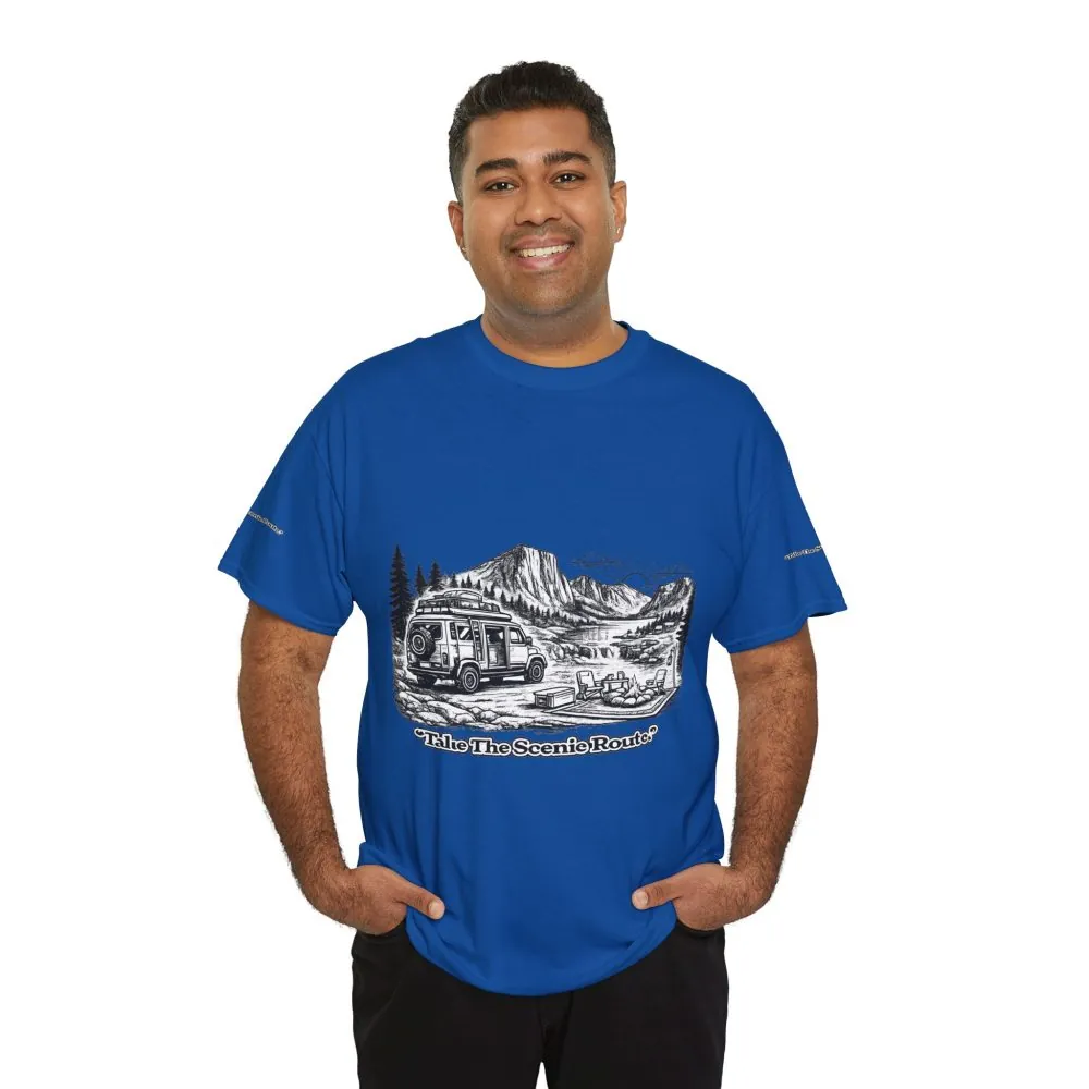 14073209584152607884_2048.jpeg Unisex Heavy Cotton Tee — "Take The Scenic Route" Design Minimal-Line