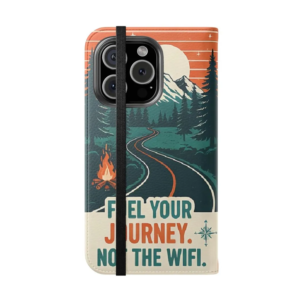Flip Phone Case — "Adventure Awaits, Fuel Your Journey, Not the WiFi" Wallet Cover