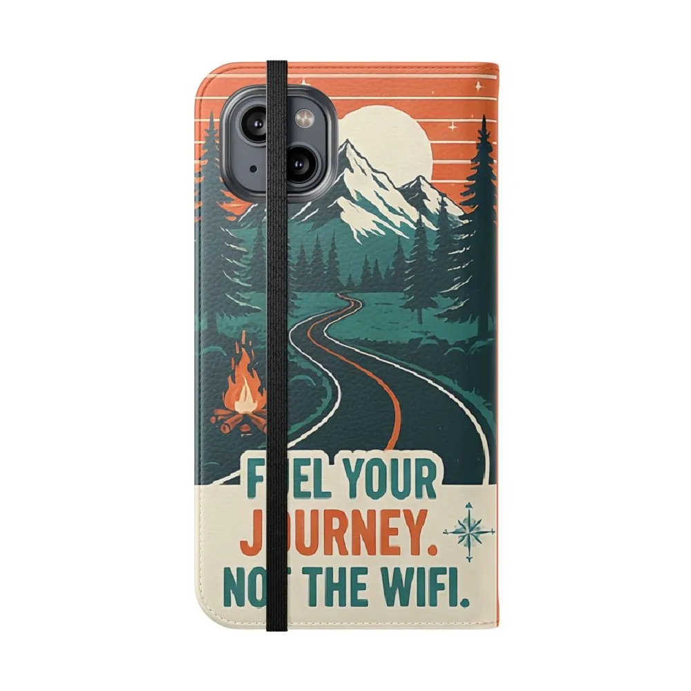 Flip Phone Case — "Adventure Awaits, Fuel Your Journey, Not the WiFi" Wallet Cover