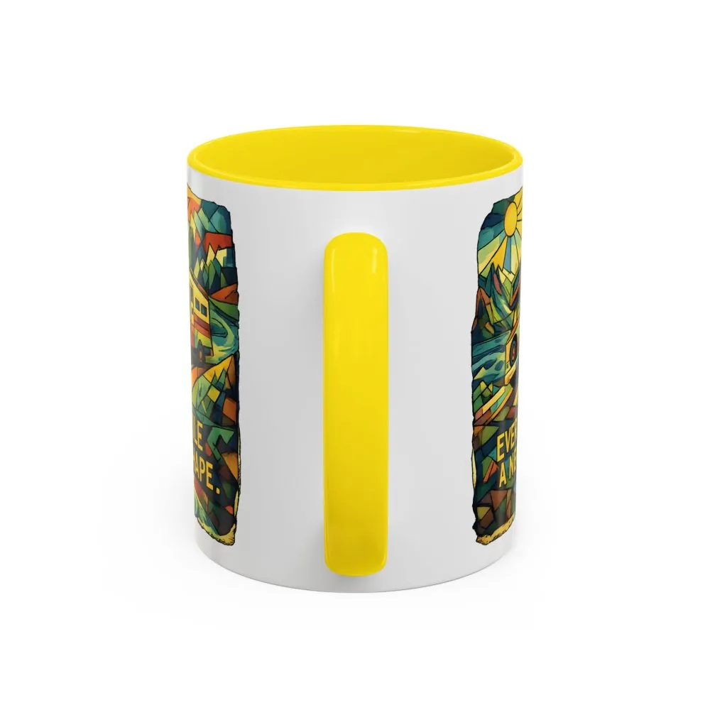 Accent Coffee Mug (11, 15oz) — "Every Mile A New Shape" Design Cubic-Line
