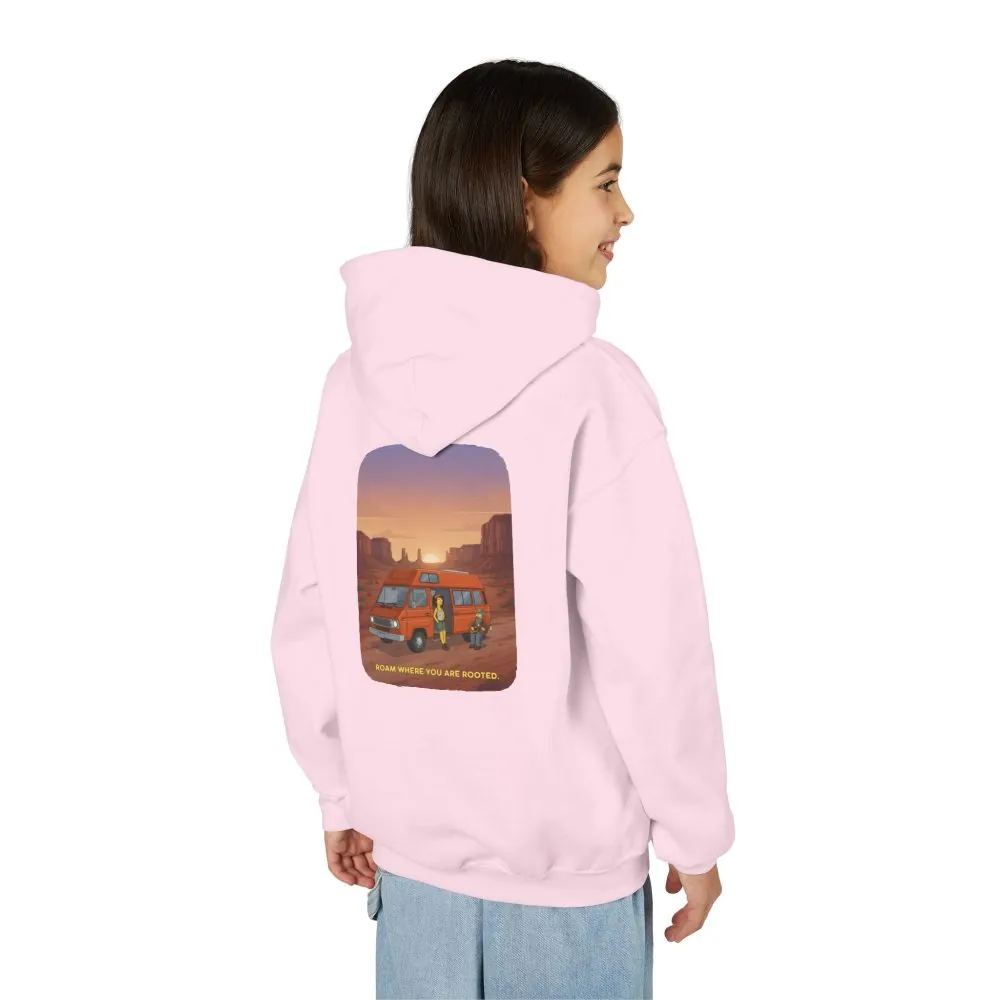 Youth Hoodie(Gildan) – "Roam Where You Are Rooted" (Design Sitcom-Line)