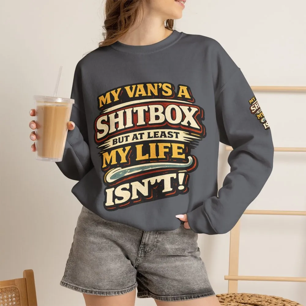 Unisex Heavy Blend™ Crewneck Sweatshirt — "My Van`s A Shitbox" Design F**K-Line