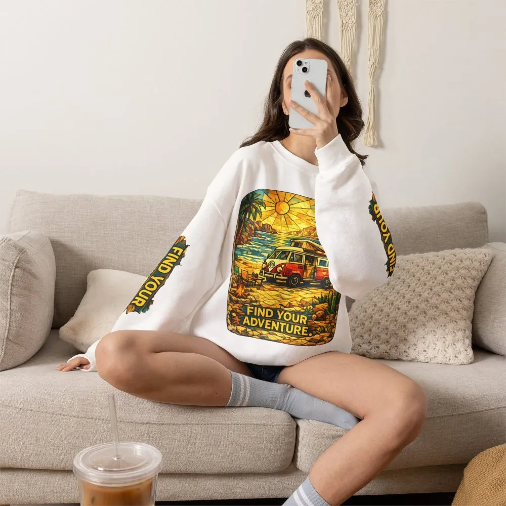 14088583967127792484_2048.jpeg Unisex Heavy Blend™ Crewneck Sweatshirt — "Find Your Adventure" Design Cubic-Line