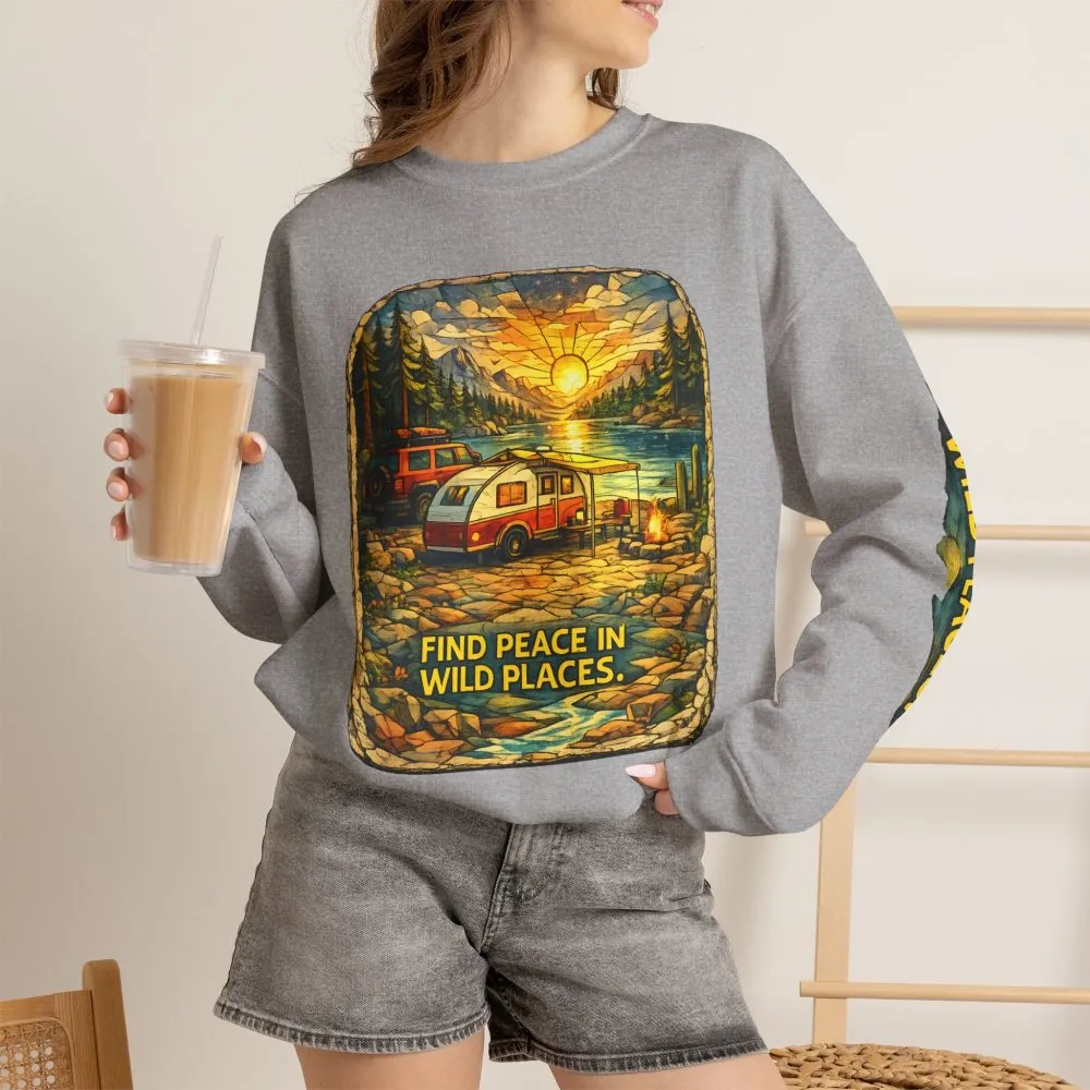 14089449938932752932_2048.jpeg Unisex Heavy Blend™ Crewneck Sweatshirt — "Find Peace In Wild Places" Design Cubic-Line