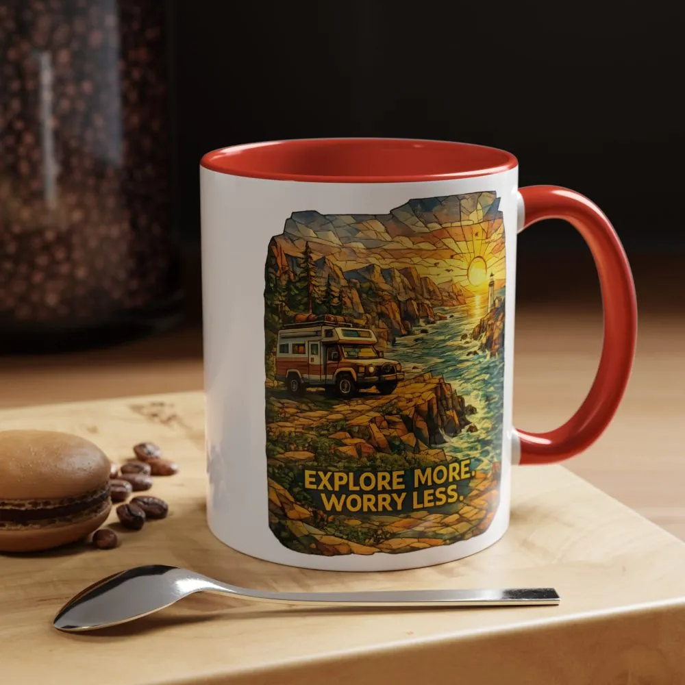 14103074367812931199_2048.jpeg Accent Coffee Mug (11, 15oz) — "Explore More Worry Less" Design Cubic-Line