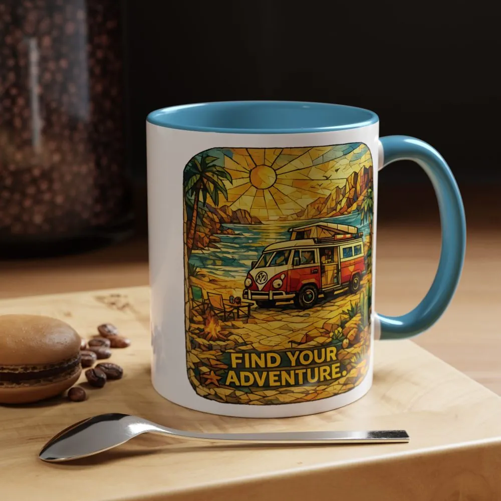 14103447968177640220_2048.jpeg Accent Coffee Mug (11, 15oz) — ""Find Your Adventure"" Design Cubic-Line