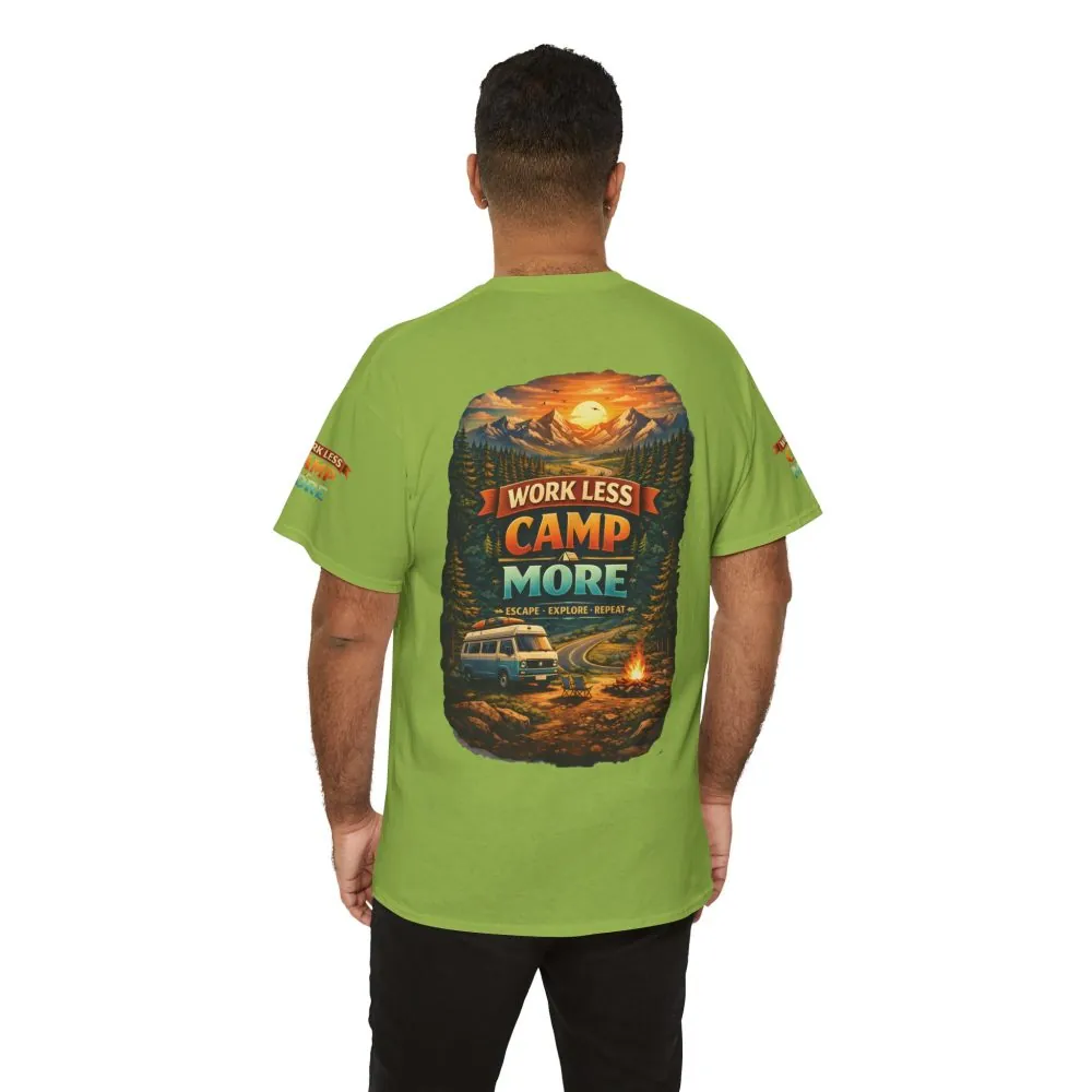 14114647949764262458_2048.jpeg Unisex Heavy Cotton Tee — "Work Less-Camp More" Design Scenic-Line