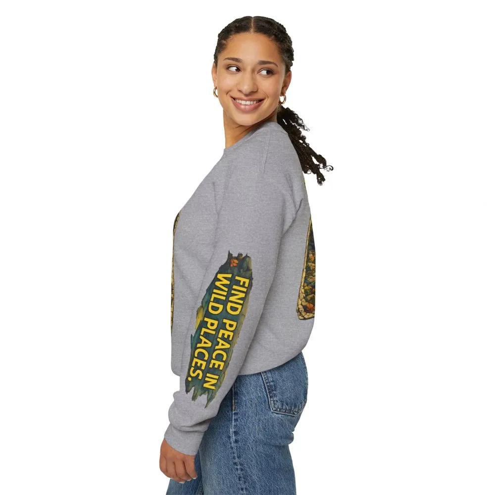 14121378548237481252_2048.jpeg Unisex Heavy Blend™ Crewneck Sweatshirt — "Find Peace In Wild Places" Design Cubic-Line