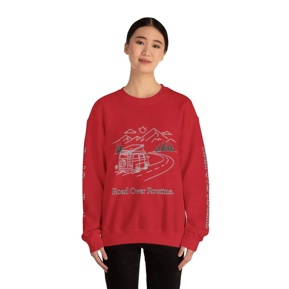 14134567328755304055_2048.jpeg Unisex Heavy Blend™ Crewneck Sweatshirt — "Road Over Routine" Design Minimal-Line
