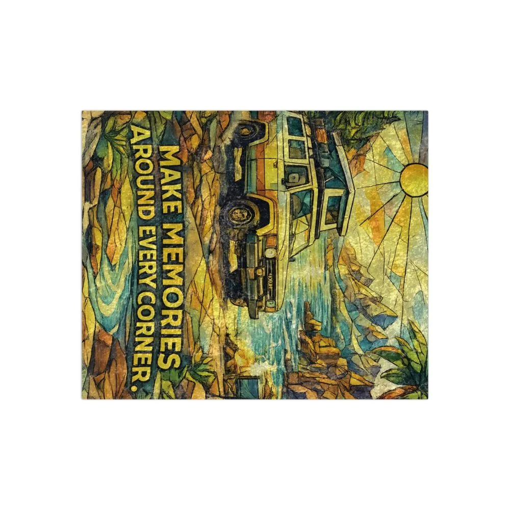 14158755146670183701_2048.jpeg Crushed Velvet Blanket —"Make Memories Around Every Corner" Design Cubic-Line (Campervan)