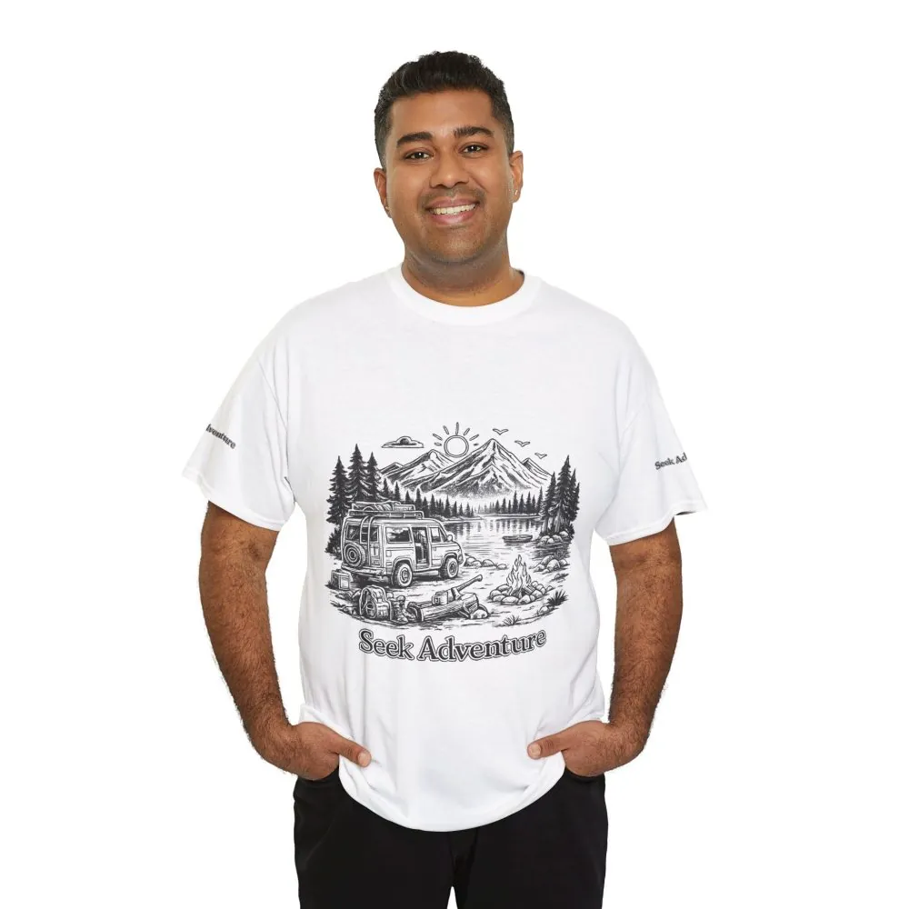 14159881280377659642_2048.jpeg Unisex Heavy Cotton Tee — "Seek Adventure" Design Minimal-Line