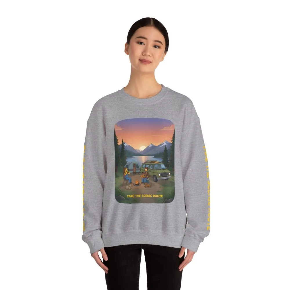 Unisex Heavy Blend™ Crewneck Sweatshirt — "Take The Scenic Route" Design Sitcom-Line