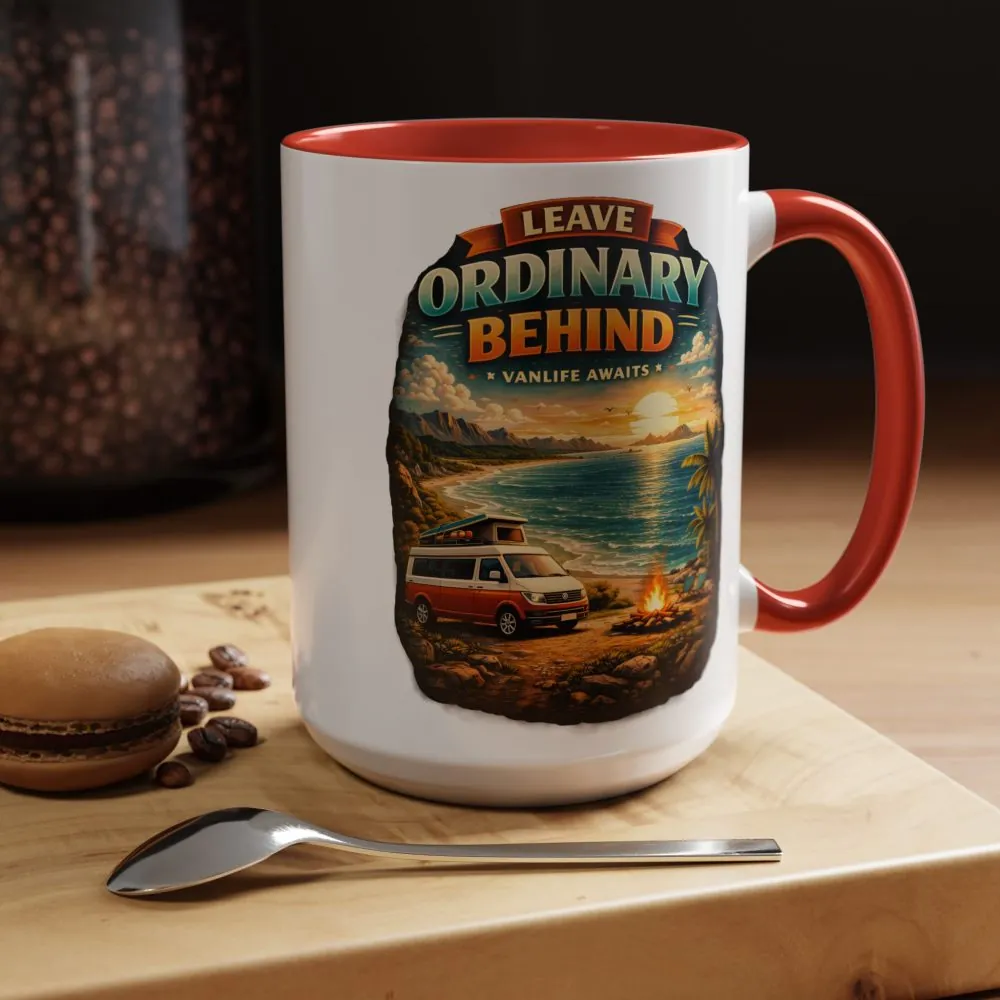 Accent Coffee Mug (11, 15oz) — "Leave Ordinary Behind" Design Scenic-Line