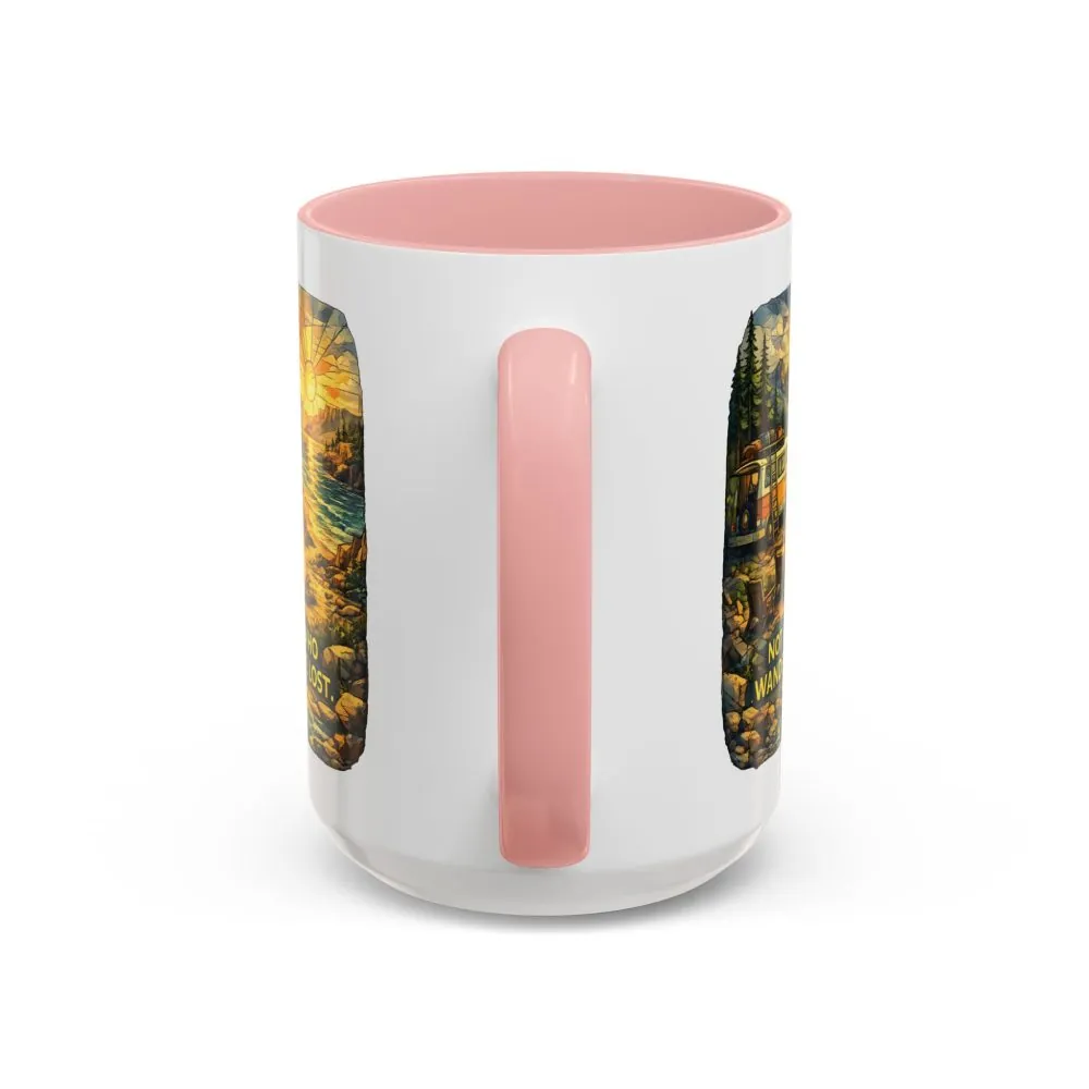 Accent Coffee Mug (11, 15oz) — "Not All Who Wander Are Lost" Design Cubic-Line