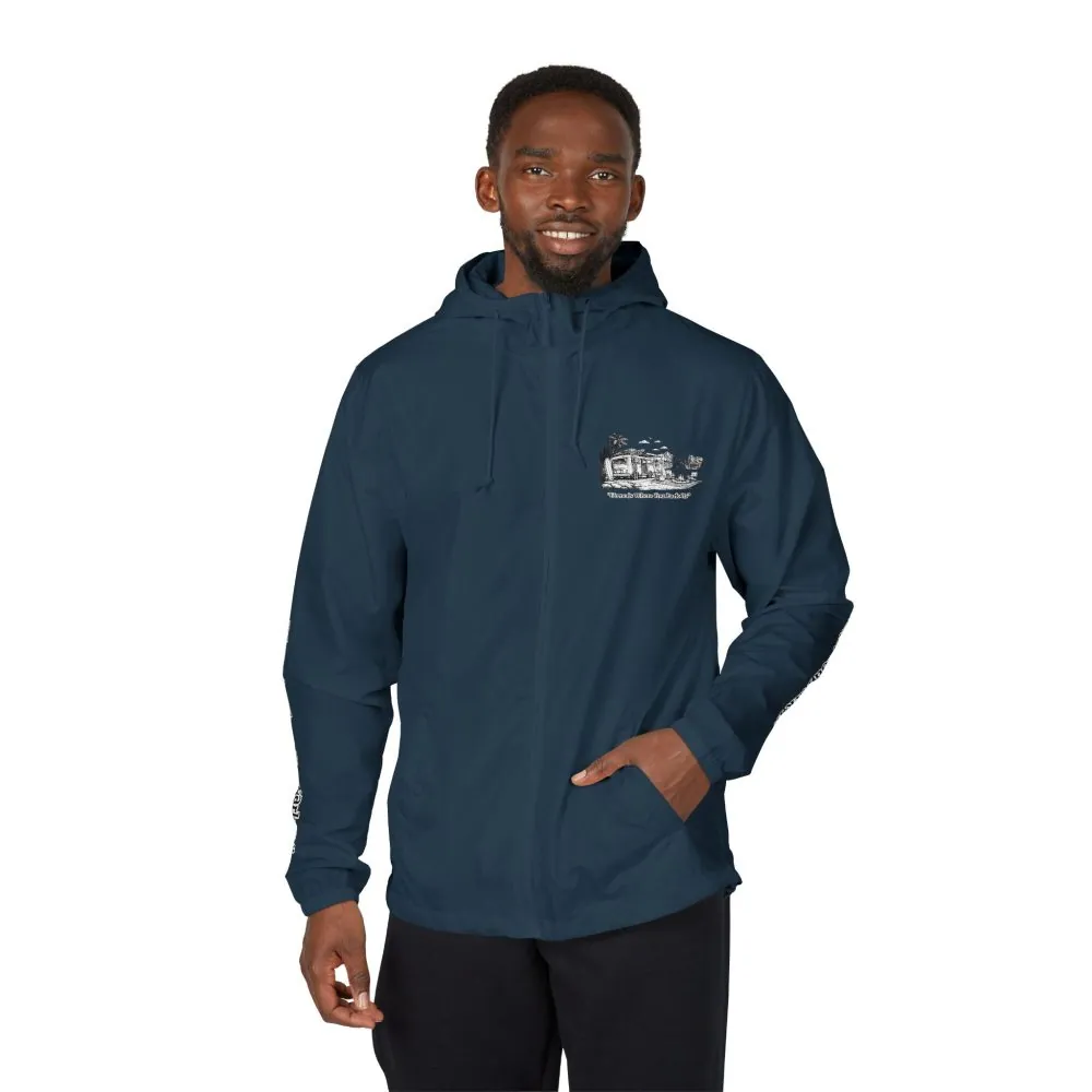 Unisex Full-Zip Windbreaker Jacket — "Home Is Where You Park It" (Design "Minimal-Line")