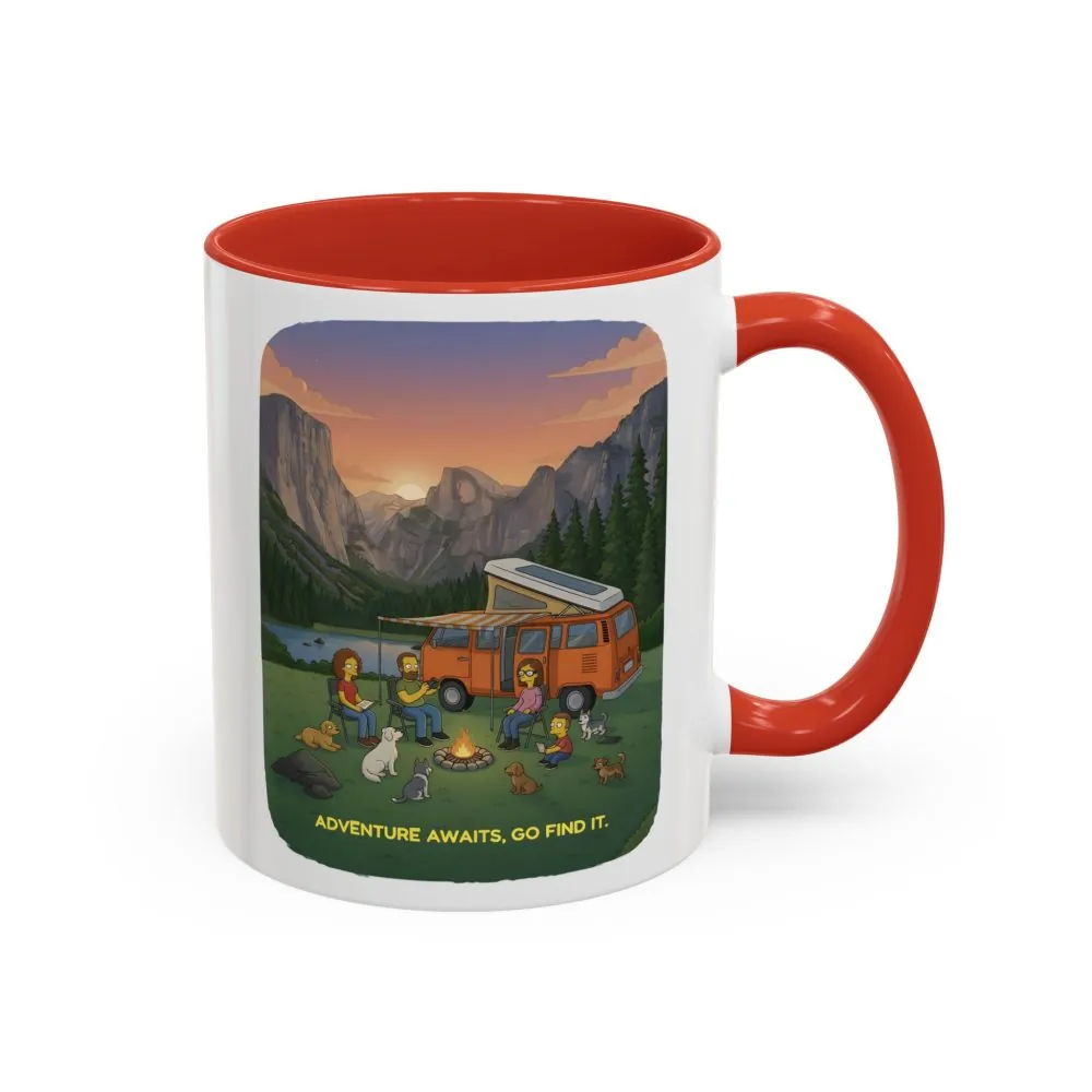 Accent Coffee Mug (11, 15oz) — "Adventure Awaits-Go Find It"" Design Sitcom-Line