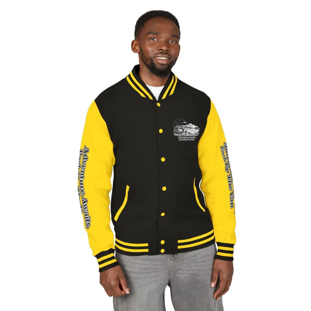 14238003366862474102_2048.jpeg Unisex Heavyweight Letterman Jacket — "Adventure Awaits,Pack Up The Van" Travel Varsity Coat