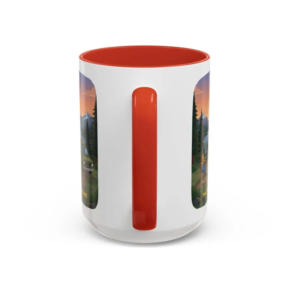 Accent Coffee Mug (11, 15oz) — "Take The Scenic Route" Design Sitcom-Line