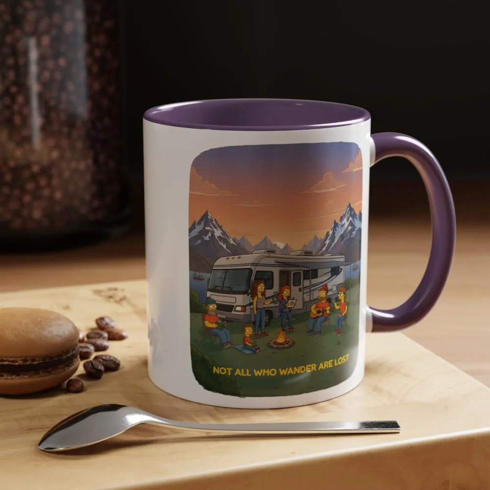Accent Coffee Mug (11, 15oz) — "Not All Who Wander Are Lost" Design Sitcom-Line