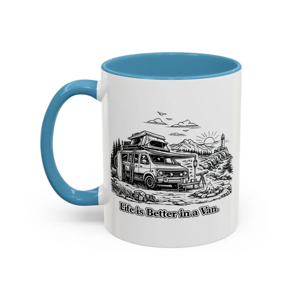 Accent Coffee Mug (11, 15oz) — "Life Is Better In A Van" Design Minimal-Line
