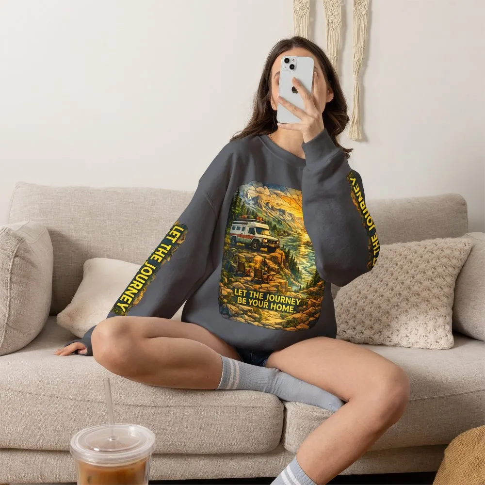 14277159951968010215_2048.jpeg Unisex Heavy Blend™ Crewneck Sweatshirt — "Let The Journey Be Your Home" Design Cubic-Line