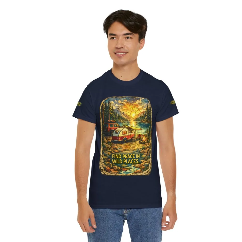 14301218615537971570_2048.jpeg Unisex Heavy Cotton Tee — "Find Peace In Wild Places" Design Cubic-Line