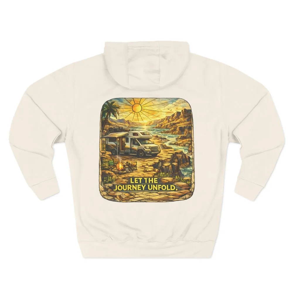 Three-Panel Fleece Hoodie - "Let The Journey Unfold" Design Cubic-Line