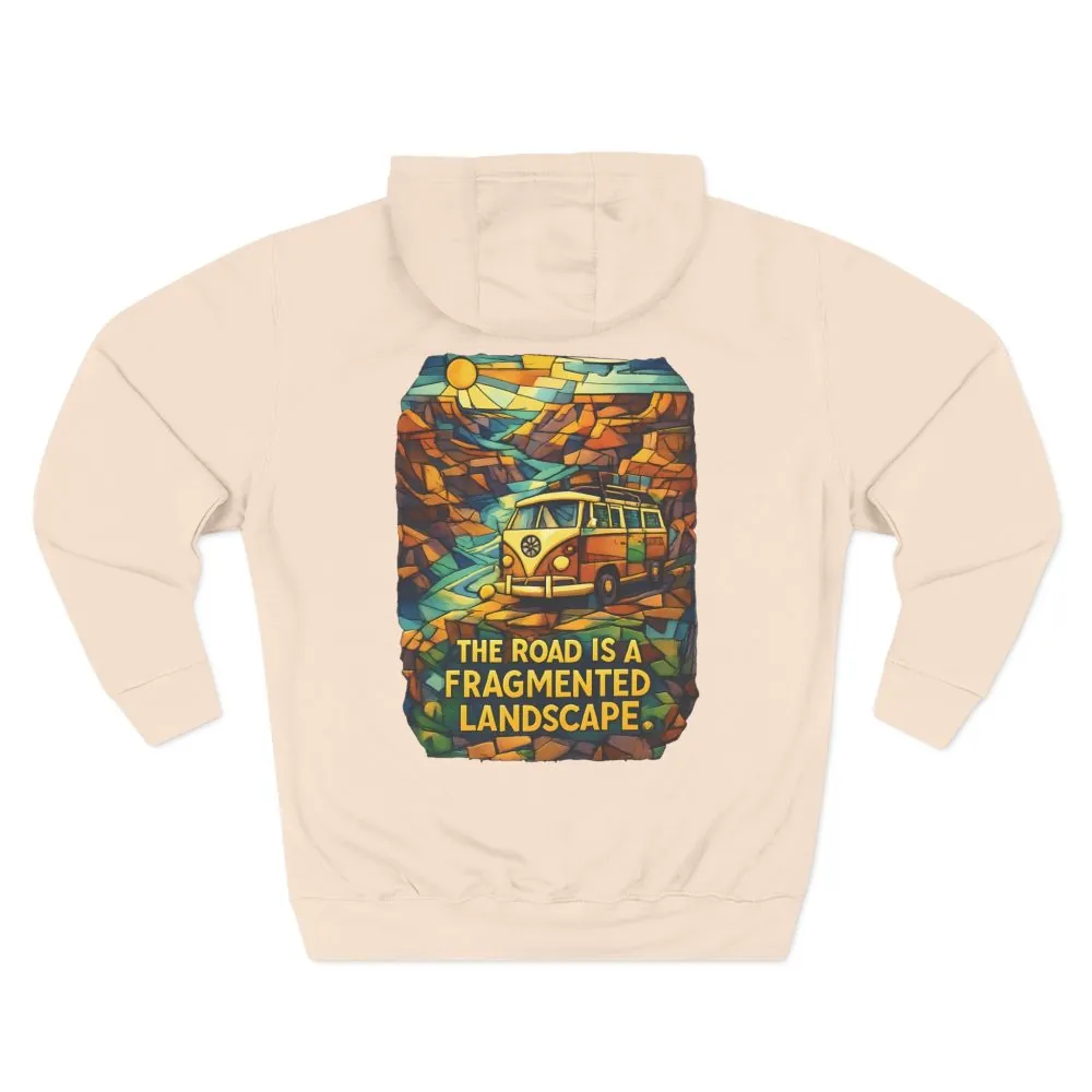 14310113005331816443_2048.jpeg Three-Panel Fleece Hoodie - "The Road Is A Fragmented Landscape" Design Cubic-Line