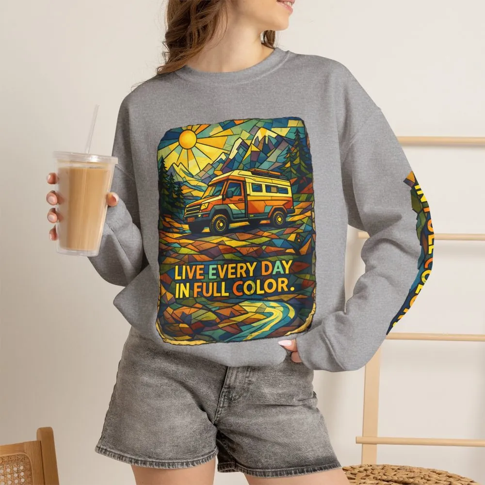 14315278068973556519_2048.jpeg Unisex Heavy Blend™ Crewneck Sweatshirt — "Live Every Day InFull Color" Design Cubic-Line