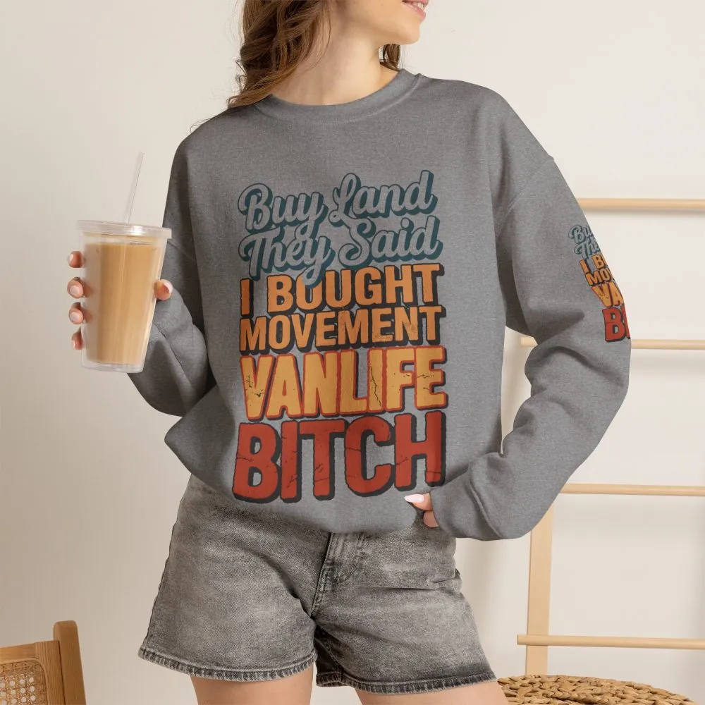 14315448927849635486_2048.jpeg Unisex Heavy Blend™ Crewneck Sweatshirt — "Buy Land They Said" Design F**K-Line