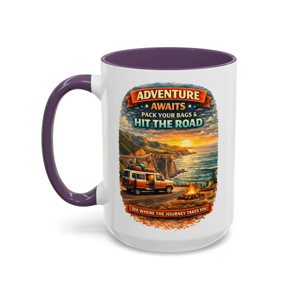 14322666692340631869_2048.jpeg Accent Coffee Mug (11, 15oz) — "Adventure Awaits-Pack Your Bags" Design Scenic-Line