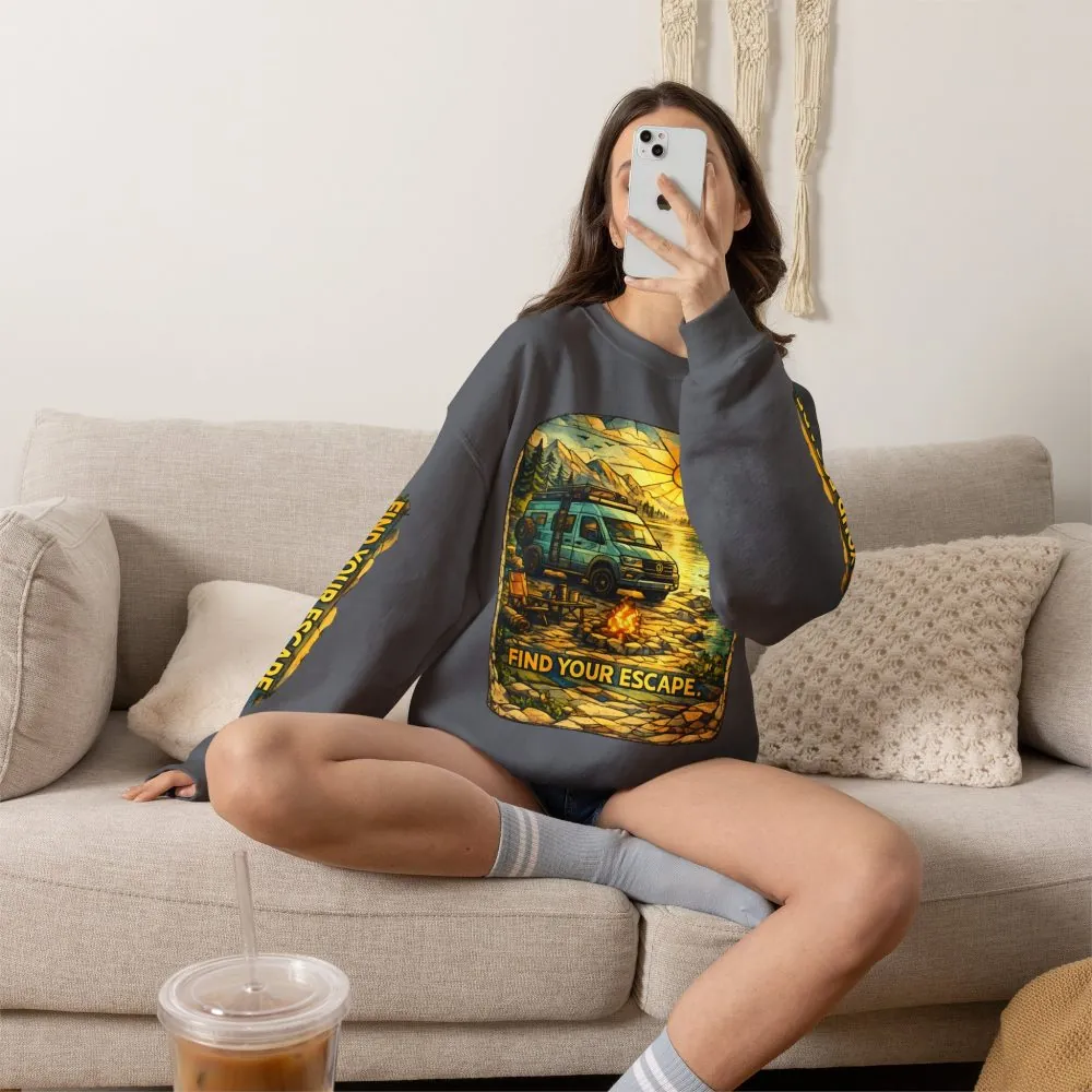 14323714885747183629_2048.jpeg Unisex Heavy Blend™ Crewneck Sweatshirt — "Find Your Escape" Design Cubic-Line
