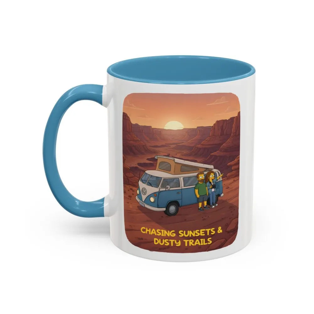 14328512941852301870_2048.jpeg Accent Coffee Mug (11, 15oz) — "Chasing Sunsets And Dusty Trails" Design Sitcom-Line