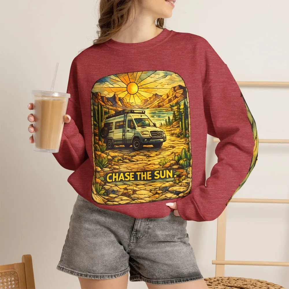 14335323033386864189_2048.jpeg Unisex Heavy Blend™ Crewneck Sweatshirt — "Chase The Sun" Design Cubic-Line